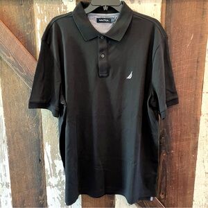 NWT Nautica Black Polo Shirt Classic Design XL Short Sleeve